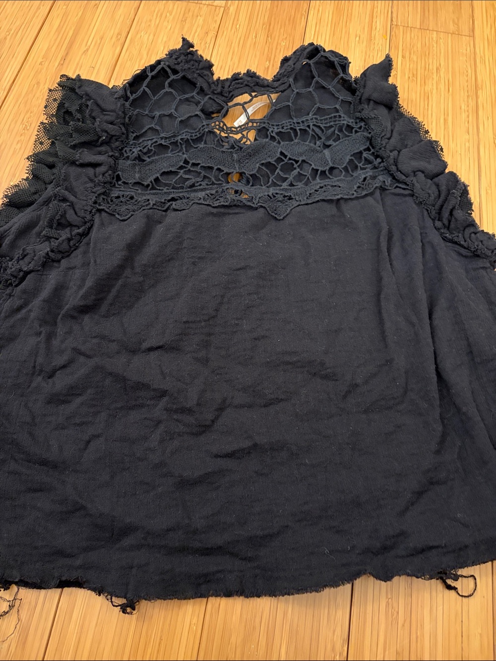 Free People Black Crochet Yoke Sleeveless Camisole